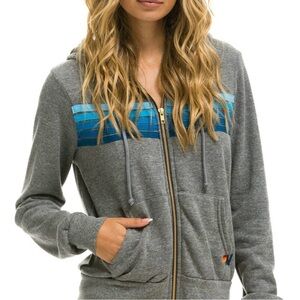 Aviator Nation Charcoal Hoodie with Teal Accents